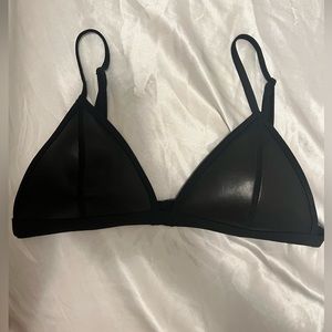 Faux Leather Triangl Bikini Top